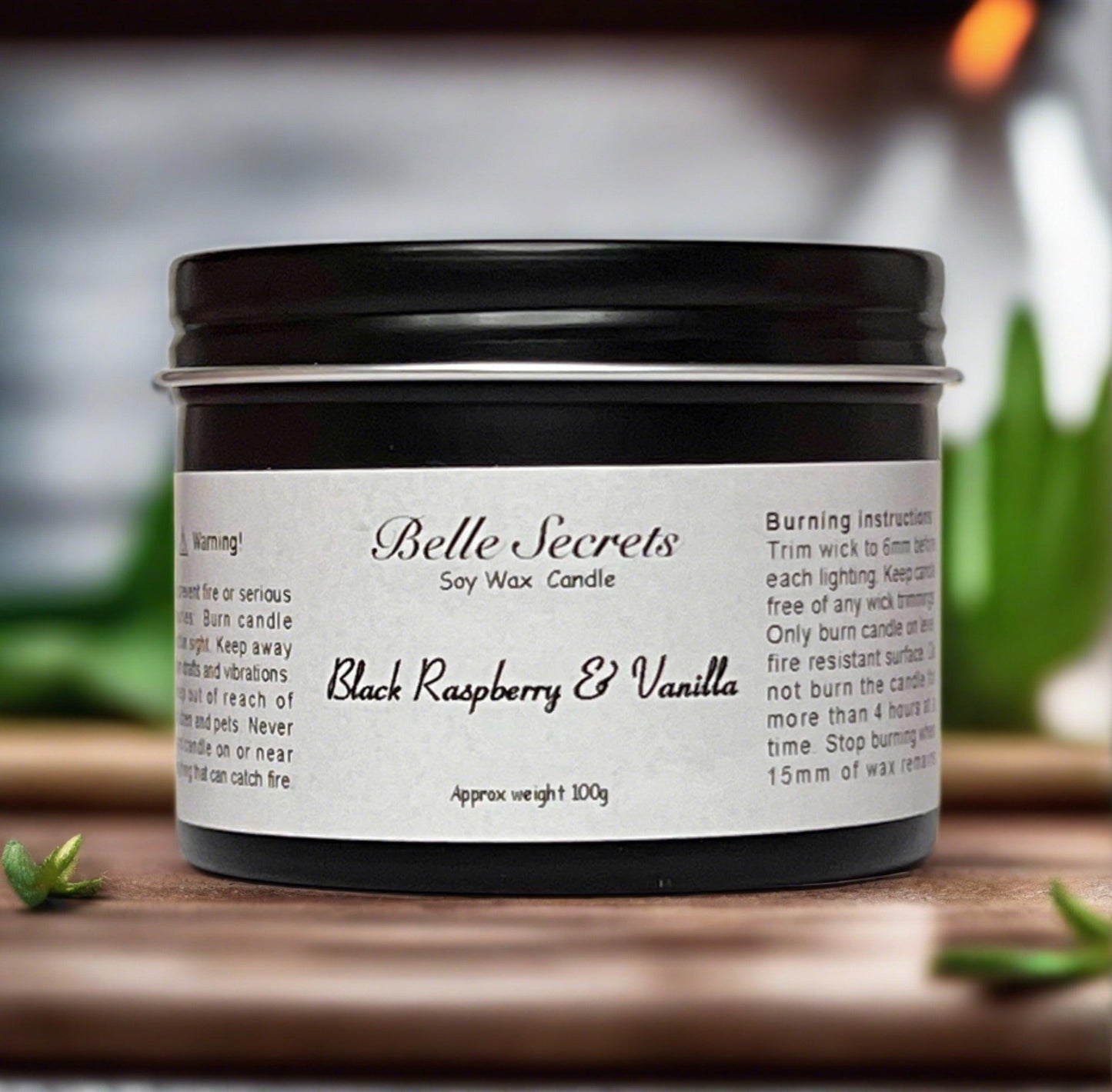 Scented Soy Wax Candle - Black Raspberry and Vanilla - Belle Secrets