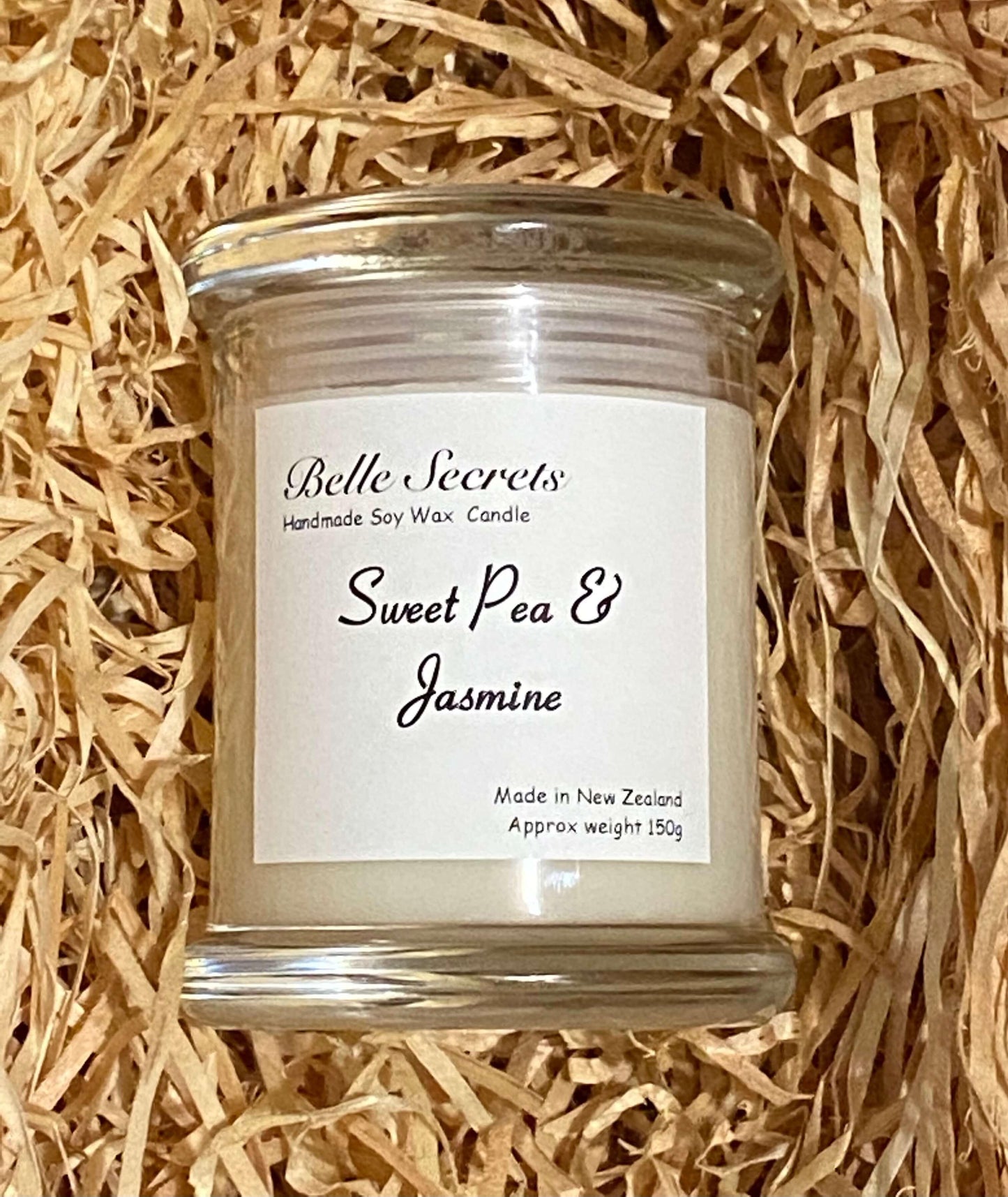Scented Soy Wax Candle - Sweet Pea and Jasmine - Belle Secrets