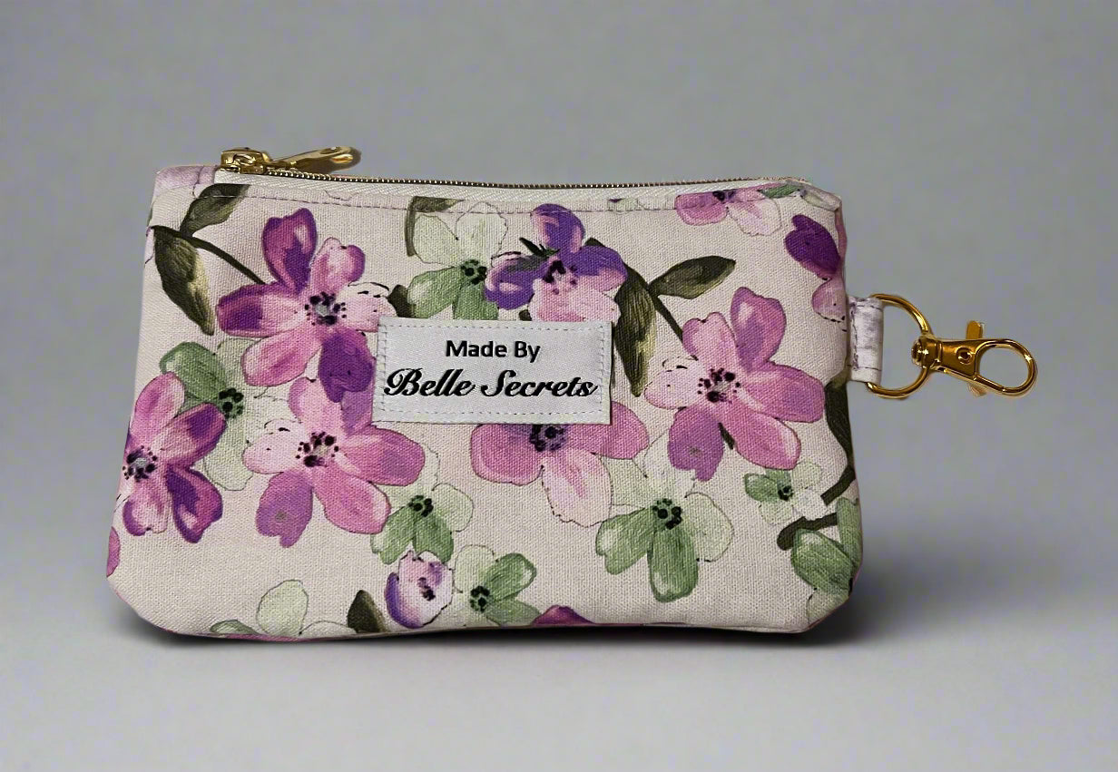 belle secrets betty purse, betty purse, purple, floral purse, cheap purse nz, ladies purse in nz, luxury purse nz, handmade purse in nz, made in new zealand