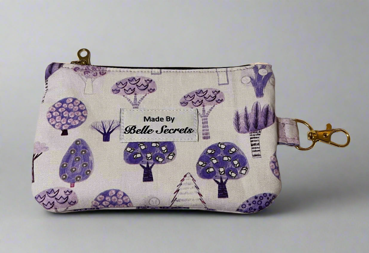 belle secrets betty purse, betty purse, blue purse, purple purse, tree design purse,cheap purse nz, ladies purse in nz, luxury purse nz, handmade purse in nz, made in new zealand, keychain purse