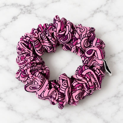 handmade scrunchies with swirly design