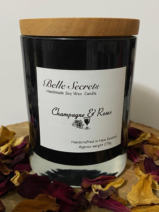 Soy Wax Candles - Champagne and Roses - Belle Secrets