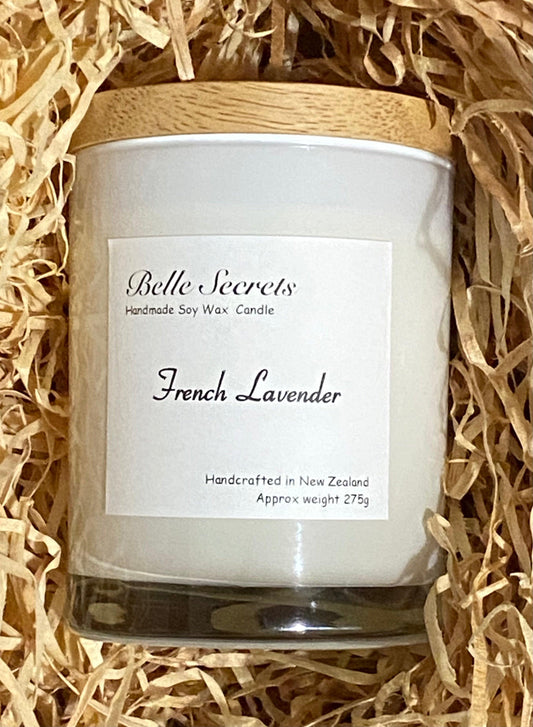 Scented Soy Wax Candle - French Lavender - Belle Secrets-aroma, fragrances-oil, essential, ideal-gift,100%-environment-friendly, natural, dog, cat,cheap, non-toxic, lead-free, zinc-free, relax. calm, birthday, christmas, anniversary, weddings, skin safe, ecosoya, tea-light, candle-nz, light, birthday-candle, glasshouse-candle, container-candle, jar-candle, citronella, glass, wood, cotton, candle-creation, pure-nature, pillar-candle, votives, candle, luxury,best, scented, safe