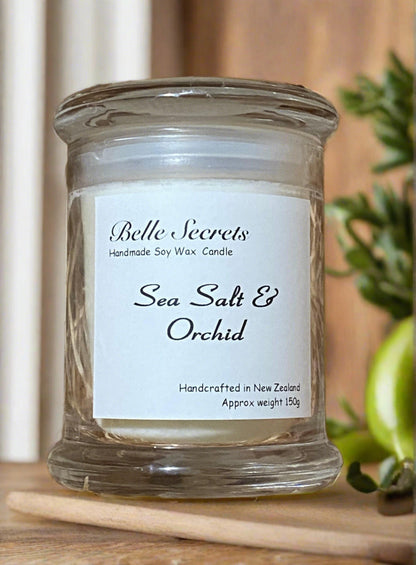 Scented Soy Wax Candle - Sea Salt and Orchid - Belle Secrets