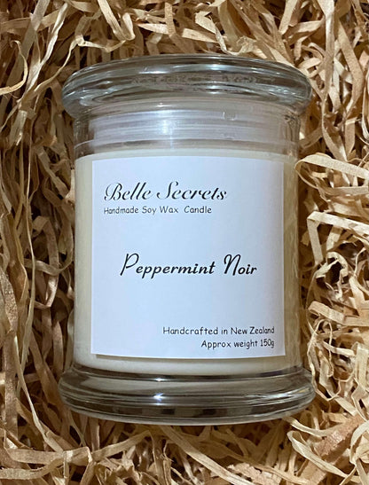 Soy Wax Candles - Peppermint Noir - Belle Secrets