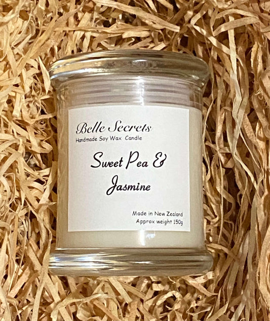 Handmade Scented Soy Wax Candle - Sweet Pea and Jasmine - Belle Secrets