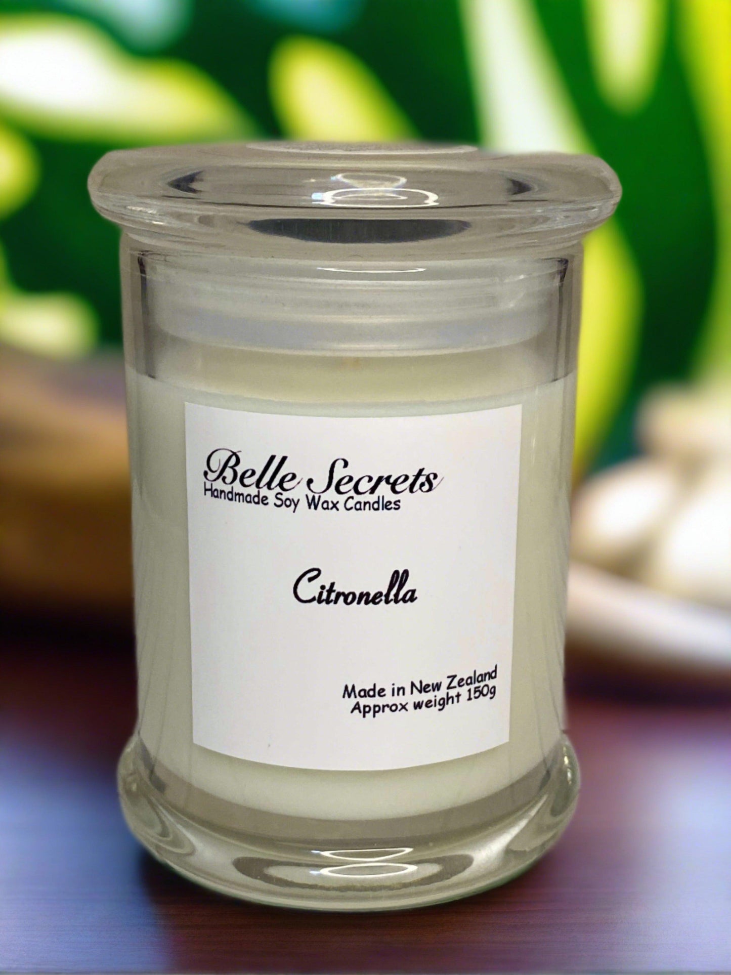 handmade Scented Soy Wax Candle - Cintronella - Belle Secrets, aroma, fragrances-oil, essential, ideal-gift,100%-environment-friendly, natural, dog, cat,cheap, non-toxic, lead-free, zinc-free, relax. calm, birthday, christmas, anniversary, weddings, skin safe, ecosoya, tea-light, candle-nz, light, birthday-candle, glasshouse-candle, container-candle, jar-candle, citronella, glass, wood, cotton, candle-creation, pure-nature, pillar-candle, votives, candle, luxury,best, scented, safe pet, cheap scented candle